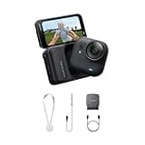 Insta360 GO Ultra - Small 4K Vlogging Camera, Hands-Free, POV Cam, 1/1.28" Sensor, 53g Lightweight, 156° FOV, 200 Min Battery Life, Magnetic Wearable Action Camera for Sports, Vlog，Midnight Black