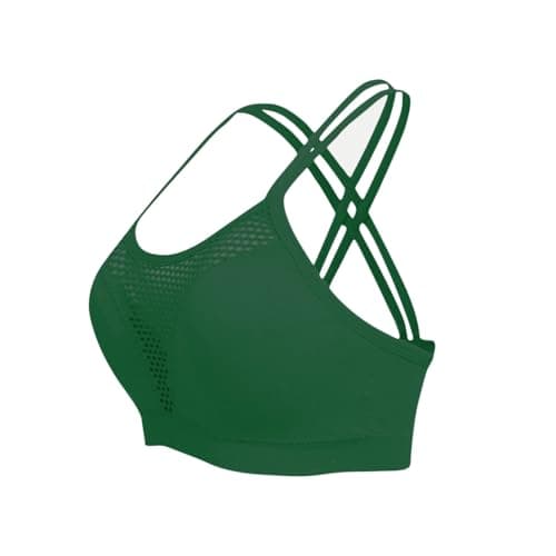 Workout Sports Bras for Women Padded Cross Back Fishnet Wireless Yoga Bras Fitness Running Athletic Gym Bra Crop Tops
