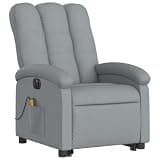 RCODSSK Electric Stand Up Massage Recliner Chair for Elderly with Power Lift, Light Gray Fabric, 6 Massage Points and Side Pocket
