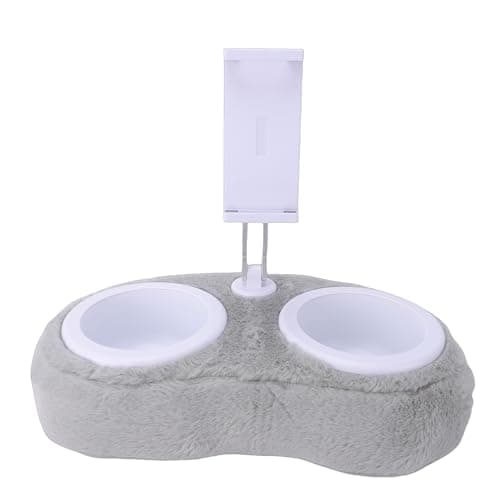 OPPWONG Lightweight Tablet Pillow Stand, 360 Rotating Lap Holder, Detachable Snack Bowl for Tab E Reader, Ideal for Bed, Sofa & Car, 4-13inch (Double Bowl Light Gray (4-13 Inches))