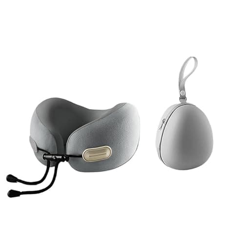 Ergonomic Memory Foam Travel Neck Pillow, 360° Full-Circle Support, Reversible & Machine Washable, Breathable Skin-Friendly Fabric with Portable Storage Case, Ideal for Airplanes, Cars. (02 Gray)