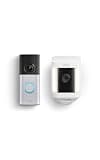 Ring Wired Doorbell Plus (2nd Gen), Nickel Silver with Spotlight Cam Plus, Battery, White