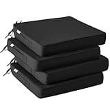 IPYNBAP Outdoor Chair Cushions Set of 4 -Waterproof Outdoor Seat Cushions for Patio Furniture, Patio Chair Cushion with Handle and Ties, Out Door Chair Pads,19x19x3-Square, Black