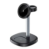 Dynzap 3-in-1 Mag Charging Station: 15W Wireless Fast Charger Compatible with iPhone 17 17e 16 15 14 13 12 Pro Max & iWatch S3-S10 & AirPods Nightstand Desk Sleep-Friendly -Black