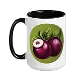 Mangosteen Round Image Ceramic Mug, Black/White, 15oz