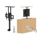 UHRLGHS Adjustable Ceiling TV Mount Bracket - Electric TV Lift with Remote Control, Manual 360° Left and Right Rotation, Fits 26-70 Inch Low Profile TVs, Loading 60KG,