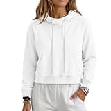 Women's Drawstring Cropped Hoodies Lightweight Hooded Short Sweatshirt