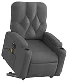 HGLADYU Electric Stand Up Massage Recliner Chair with Power Lift for Elderly, Dark Gray Fabric, 6 Massage Points and Cup Holders