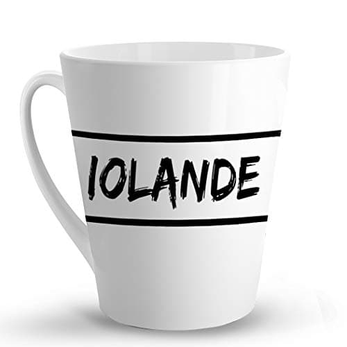 Makoroni - Iolande Female Name - 12 Oz. Unique Ceramic Coffee Cup, LATTE MUG