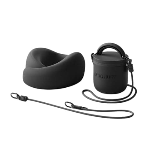 LizhSynergy Portable U-Shaped Travel Pillow, Third-Generation Neck Protection Pillow for Airplane Sleeping, with Storage Bag (Obsidian Black)