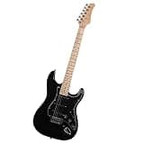 ST Style Electric Guitar Starter Kit, Black, Basswood Body with Maple Neck, 39-Inch, 22 Frets, Includes 20W Amplifier, Bag, Strap, and Picks