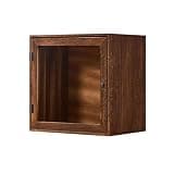 CFGH6FDF Vintage Distress Single Cell Wooden Bookshelf Home with Acrylic Cabinet Door Storag Rack Freestanding Book Shelf