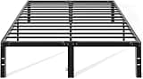 OLIXIS 14In Metal Queen Bed Frame with Storage Space, No Box Spring Needed with Sturdy Steel Slat Support, Heavy Duty and Easy Assembly, Platform Bed for Bedroom, Black