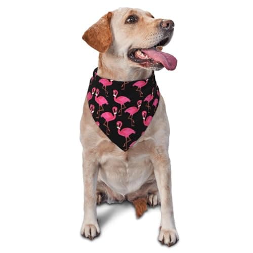YzgWjBhd Lovely Pink Flamingos Print Dog Bandana, Soft Pet Triangle Bibs Scarf, Stylish Kerchief Scarf for Dog Lovers