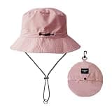 BAIKEA Splash-Proof Packable Bucket Hat for Men Women Lightweight Foldable Fishing Hiking Sun Hat with Adjustable Chin Strap Outdoor Rain Travel Cap One Size Pink