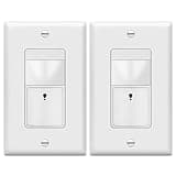 TOPGREENER PIR Motion Sensor Light Switch, Occupancy & Vacancy Motion Sensor Switch, Operable Without Ground Wire, No Neutral Wire, Single Pole, TDOS5-HL-W-2PCS, White