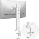 Hemudu Single Desk Monitor Arm Mount Stand Fit for 13 inch to 32 inch Flat Curved Computer Screen with Swivel, Height Adjustable, Rotation,Holds up to 77lbs, White