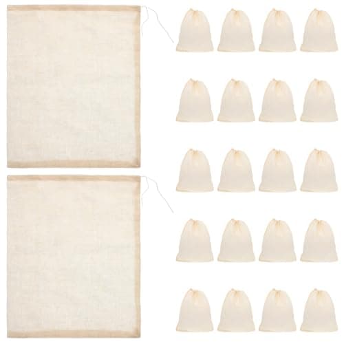 Synvexor 25pcs Cooking Cheesecloth Bags Straining Bags Reusable Drawstring Soup Bag Soup Socks