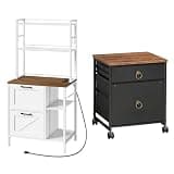 HOOBRO File Cabinet and File Cabinet Bundle, Rolling Printer Stand, for A4/Letter Size Files, BFK21WJ01-WH74UWJ01