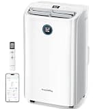 GrowthWing 14,000 BTU Smart WiFi Portable Air Conditioner, Cools up to 700 Sq.Ft, Auto-Evaporation, 3-in-1 Modes, Voice & Remote Control, Quiet Operation, White