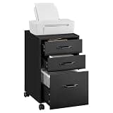 VASAGLE Custos Collection - Mobile File Cabinet, 3 Drawers Filing Cabinet with Wheels, for Home Office, for A4, Letter Sized Documents, Adjustable Hanging Rail, Ink Black UOFC065BC01