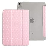 case for iPad Air 11 inch (M4 2026/M3 2025/M2 2024) iPad Air 10.9-inch (5th/4th Gen, 2022/2020), Slim Scratch-Resistant Hard PC Translucent Back Shell Smart Cover Wake/Sleep, Pink White dots
