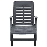 KMUNGDWG Plastic Folding Sun Lounger with Adjustable Backrest, Anthracite, Lightweight and for Patio Garden Use