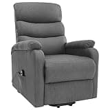 HGLADYU Power Lift Massage Recliner for Elderly with Adjustable Backrest Footrest, Light Gray Fabric Recliner with 6 Massage Points and Side Pocket