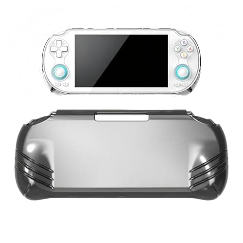 Protective Case Compatible with Anbernic RG VITA Handheld Console, Shockproof Anti-Scratch Cover with Ergonomic Grip (Transparent Black)