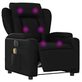HGLADYU Electric Massage Recliner Chair with Power Recline, Black Faux Leather Powered Recliner with 6 Massage Points, Vibration Function, Cup Holders and Side Pocket, Wood and Metal Frame