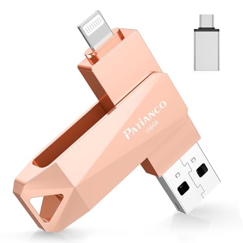 Patianco USB C External Memory Stick for iPad 3 in 1 External Flash Drive Storage Ptotostick Lightning for OTG Android Smartphone Tablet Mac PC iOS (Pink)