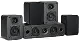 Saiyin 5.0 Surround Sound Speakers | 235 Watts Peak Power | Home Theater Speakers with Black Classic Retro Wood Grain | Amplifier or Receiver Required | Cable Not Included