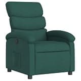 HGLADYU Manual Recliner Chair Dark Green Fabric Reclining Armchair with Side Pocket, 135 Degree Tilt, Wood and Metal Frame, Thick Padded Seat and Backrest