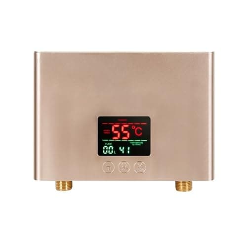 LIBODD Instant Water Heater Bathroom Kitchen Wall Mounted Electric Water Heater LCD Temperature Display with Remote Control(5500W Golden)