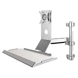 piudoiliy Wall Mount Monitor Desk Mount,Sit Stand Workstation,Full-Motion Articulating Arm, with Cable Management/24in Keyboard Tray, Fits 17-27in Screens