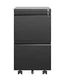 2 Drawer Metal Mobile File Cabinet, Rolling File Cabinet with Lock for Hanging Legal/Letter/A4 Size,Fully Assembled Except Wheels