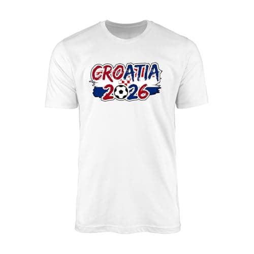 Croatia 2026 Soccer Shirt Flag Graphic International Football Fan Tee Unisex Sports Top, White, 3X-Large