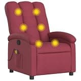 HGLADYU Vibration Massage Recliner Chair with 6 Massage Points, Manual Reclining 135 Degree, Wine Red Fabric, Side Pocket, Wood and Metal Frame