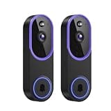 Nexfluxio 2PCS Wireless 1080P Video doorbell Camera, Live Viewing, Two-Way Audio doorbell, AI Body Detection, Night Vision,Cloud Storage, Surveillance Camera, Video from Foot to Foot，2.4G WiFi Only