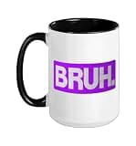 Purple Bruh Funny Saying Bro Mom Slang Teens Purple Ceramic Mug, Black/White, 15oz