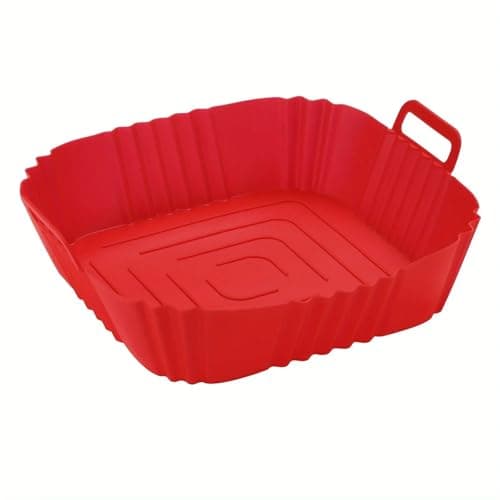 1pc Of 16cm Silicone Air Fryer Oven Baking Plate Pizza Fried Chicken Silicone Basket Reusable Air Fryer Liner Accessory(Red)