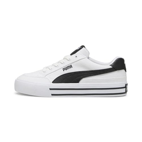PUMA Mens Court Classic Vulc Sneaker, Mens White Mens Black, 10.5