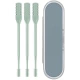 yeeplant 3 Pcs Double-Sided Nose Hair Trimmer Set, Mint Green Manual Nose Hair Trimmer with Cleaning Brush, 360° Rotating Dual-Edge Blades, Ergonomic Handle for Family Use