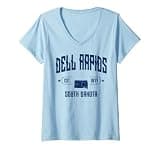 Women's Dell Rapids South Dakota SD Vintage Sport Navy Athletic V-Neck T-Shirt
