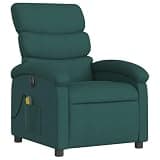 HGLADYU Electric Massage Recliner Chair Dark Green Fabric with 6 Massage Points, Power Reclining Function and Vibration Side Pocket, Wood and Metal Frame