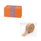 PurpleEssences Solid Cloth Napkins - 18 x 18 Inch - Set of 12 - Jute Burlap Hemmed Edges Ribbon - 1.5 ” Width, 10 Yards - Orange and Natural