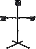 TV Bracket, Floor Triple Monitor Mount for 14-27 Inch TVs, Heavy-Duty Fully Adjustable Arms with Max VESA 100x100mm, Holds 3 Screens TV Mount TV Stand