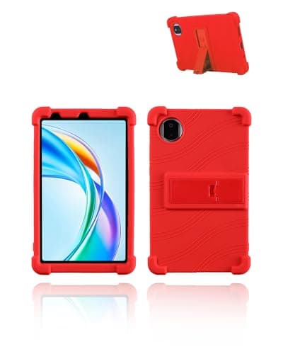 for Honor Pad X7 Android Tablet,8.7" 2.5K Ultra Clear Display Tablet Model Case,UYRUREL Soft Silicone Adjustable Stand Cover Lightweight Kids Friendly,RED.