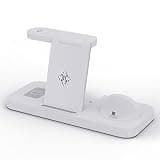 Multifunctional Foldable 6-in-1 Wireless Charger Station Compatible with iPhone/Huawei/Samsung Phone/Watch/Headphones Wireless Charging Convenient for Storage and Carrying (White, for Huawei)
