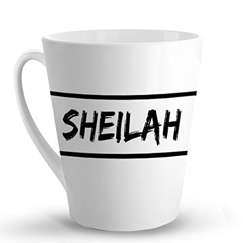 Makoroni - Sheilah Female Name - 12 Oz. Unique Ceramic Coffee Cup, LATTE MUG
